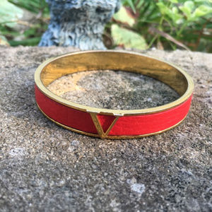 Vince Camuto Red Leather V Bangle Bracelet